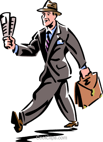 Hombre Caminando Con Un Periódico Libres De Derechos - Uomo Che Cammina (347x480)