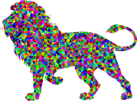 Colorful, Prismatic, Chromatic, Rainbow - Lion Roaring Silhouette (461x340)