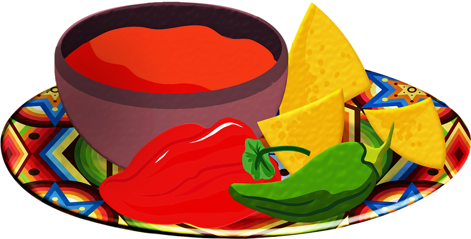 Salsa, Chips, Tomatoes, Red Chili, Tortilla Chips - Chips And Salsa Clip Art (960x557)