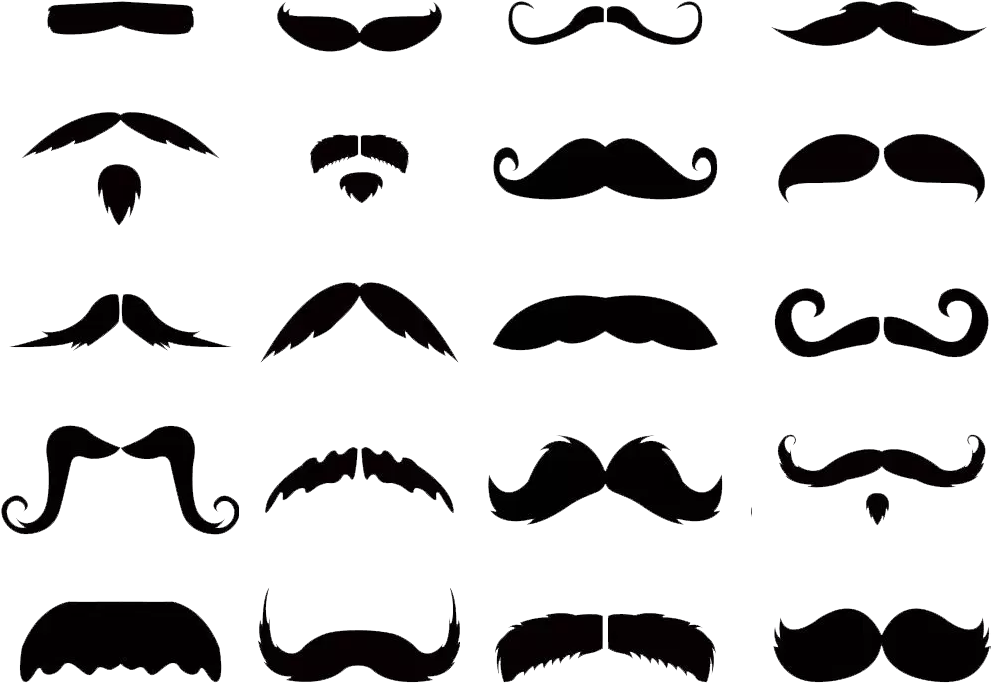 Mustaches Clip Art Transparent Background 20 Styles Mustache Clipart