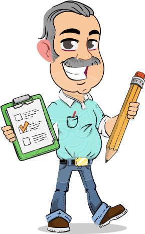 Simple Style Cartoon Of A Elderly Man With Mustache - Cartoon (457x464)