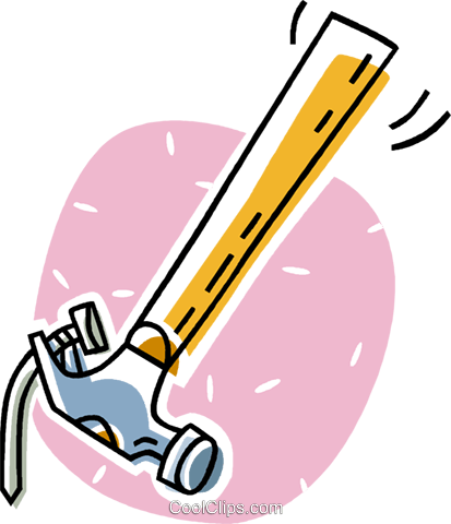 Hammer And Nails Royalty Free Vector Clip Art Illustration - Hammer Pulling Nail Clipart (413x480)
