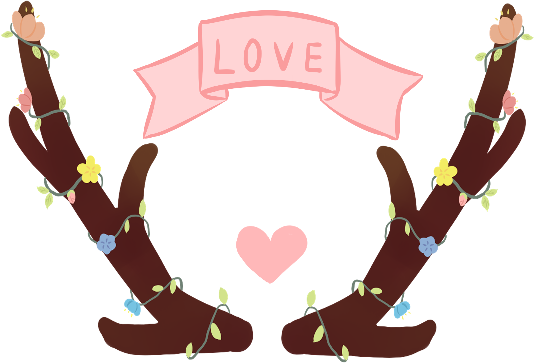 Hand Painted Original Antlers Love Png And Psd - Illustration (2000x2000)