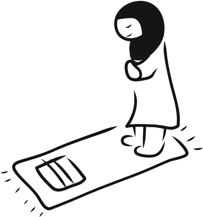 Social And Economic Securities For Woman In Islam Essay - Muslims Pray Cartoon Image Black And White (720x720)