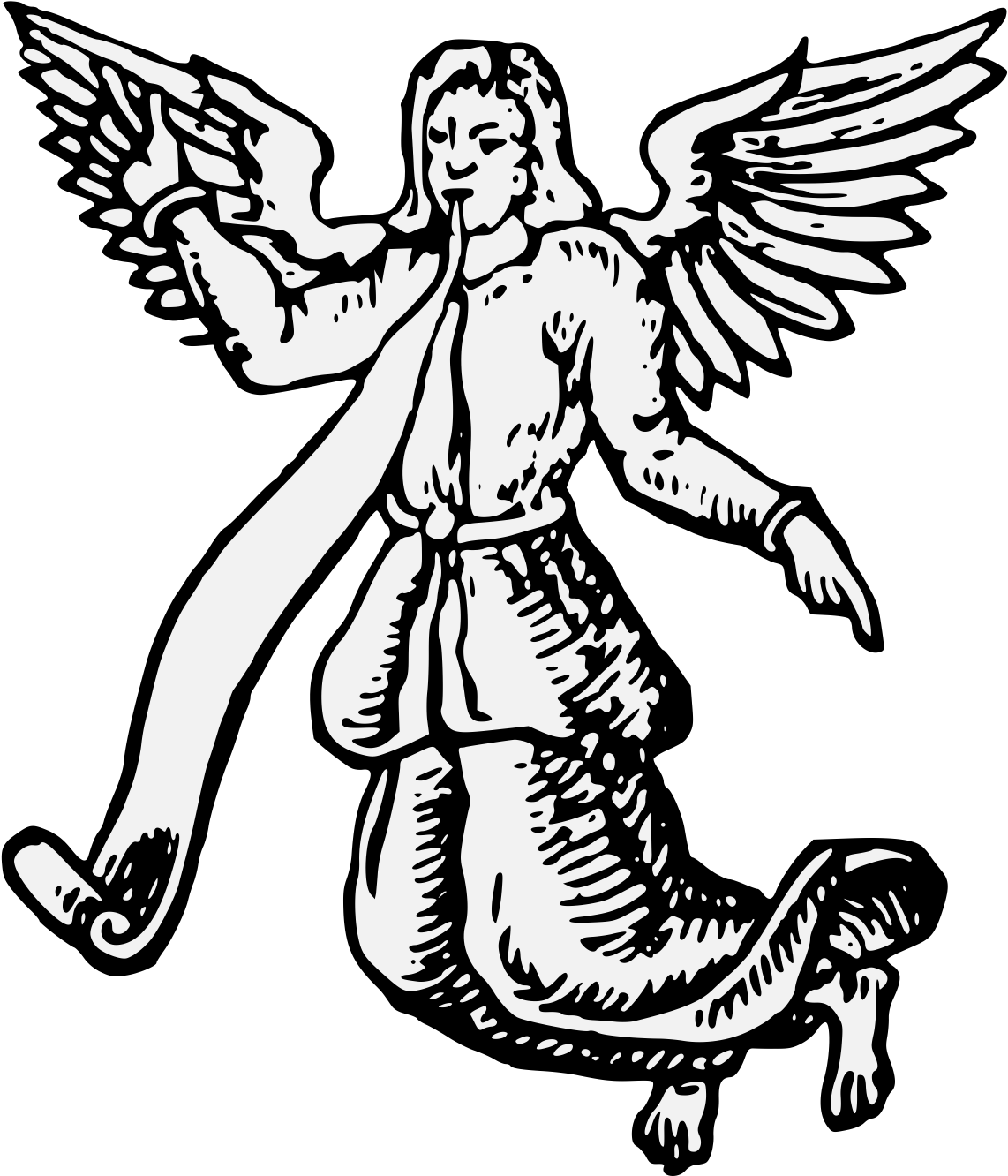 Angel Volant With A Scroll Issuant From Its Mouth - Angel Heraldic (1218x1387)