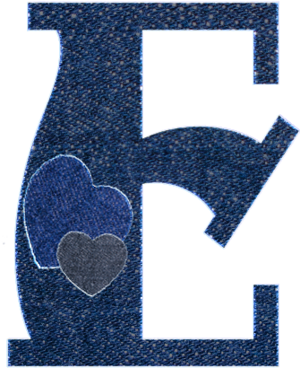 Letter E, Bookmarks, Fun Fonts, Blue Jeans, Monogram, - Number (426x428)