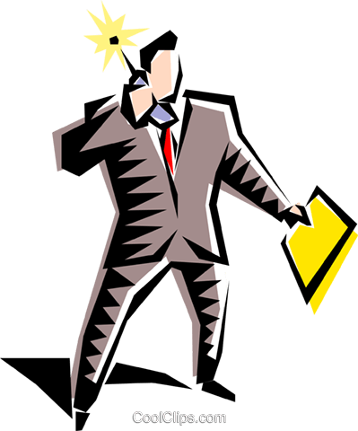 Cool Businessman With Phone Royalty Free Vector Clip - Royalty Payment (399x480)