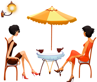 Women At Cafe, Woman Drinking Coffee - Coffee (400x340)