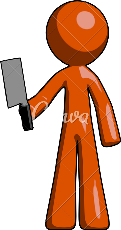 Orange Design Mascot Man Holding Meat Cleaver - Orange Design Mascot Man Holding Meat Cleaver (421x800)