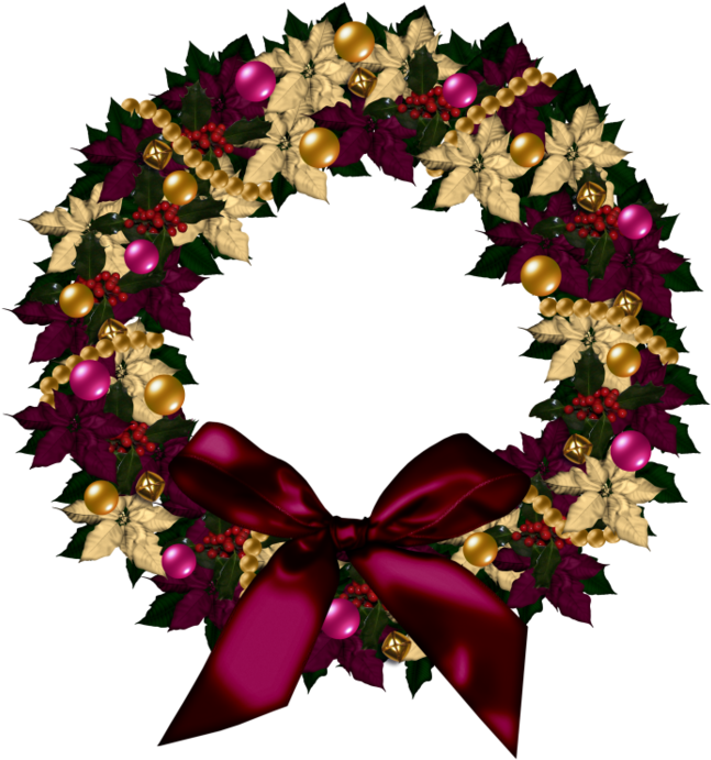 Christmas Trimmings, Christmas Pictures, All Things - Transparent Background Christmas Wreath Png (654x699)