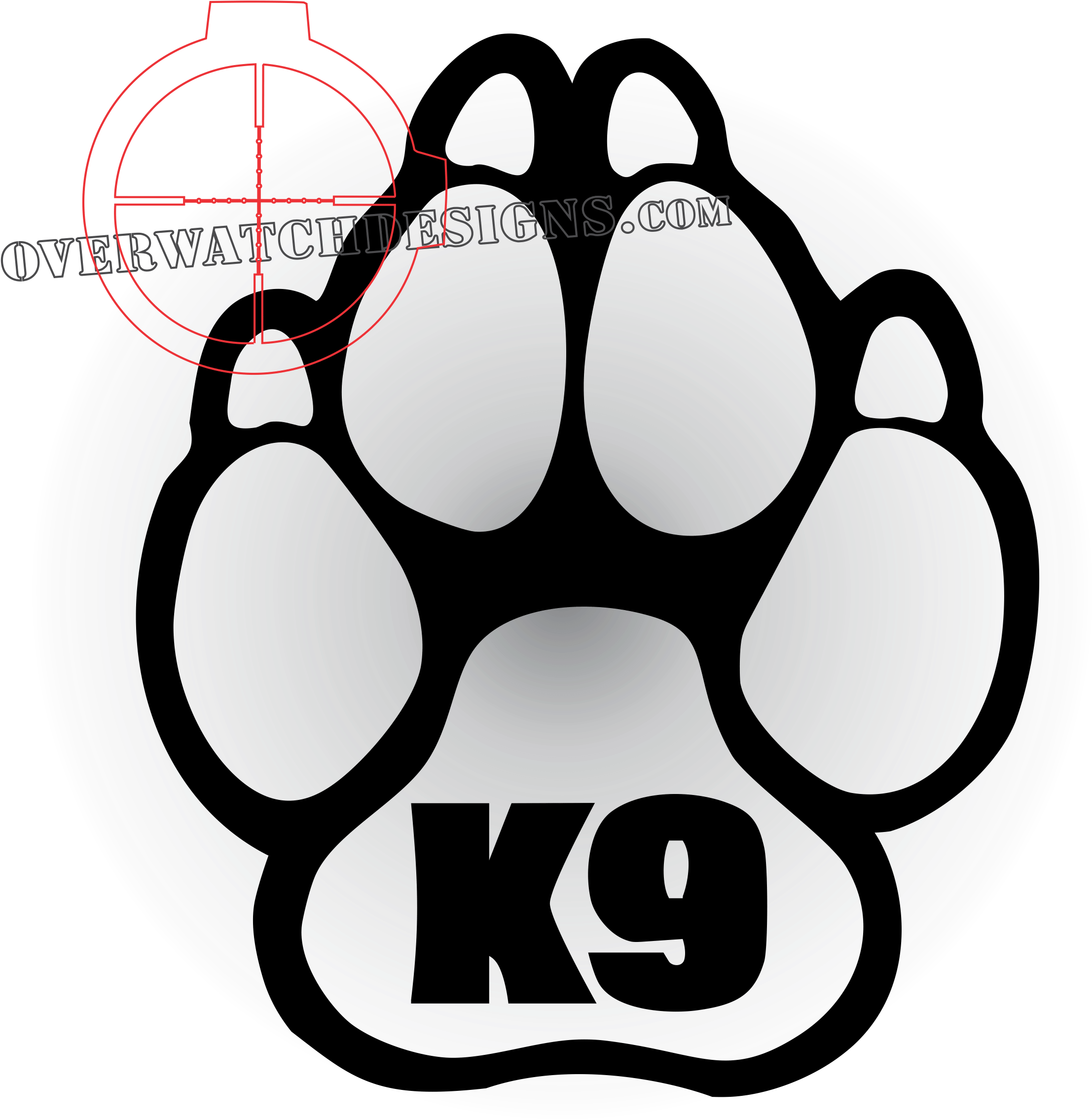 K9 Paw W/lettering Die Cut - K9 Paw W/lettering Die Cut (2401x2393)