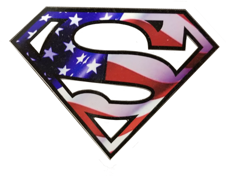Us Flag Superman Sticker - Superman Logo Facile A Dessiner (500x370)