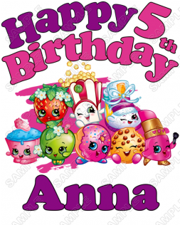 Shopkins Birthday Personalized Custom T Shirt Iron - Shopkins T Shirt Design (600x315)