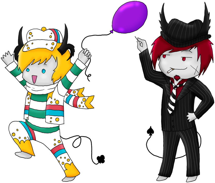 Chibi Fanta And Tango By Blackcatneko - Cartoon (900x794)