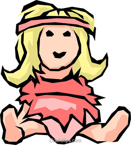 Girls Doll Royalty Free Vector Clip Art Illustration - Girls Doll Royalty Free Vector Clip Art Illustration (433x480)