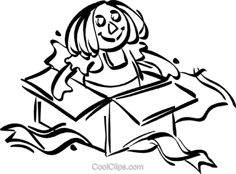 Toy Doll Royalty Free Vector Clip Art Illustration - Sitting (480x354)