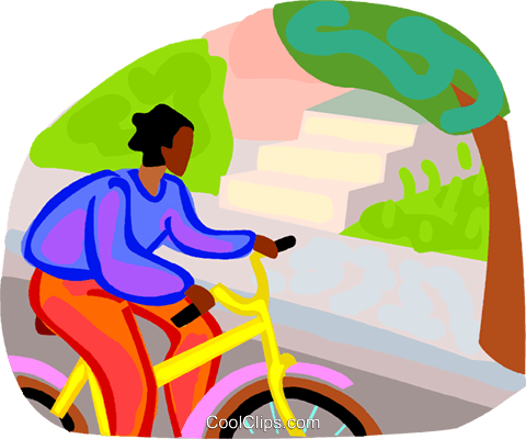 Woman Riding A Bicycle Royalty Free Vector Clip Art - Street Unicycling (480x400)