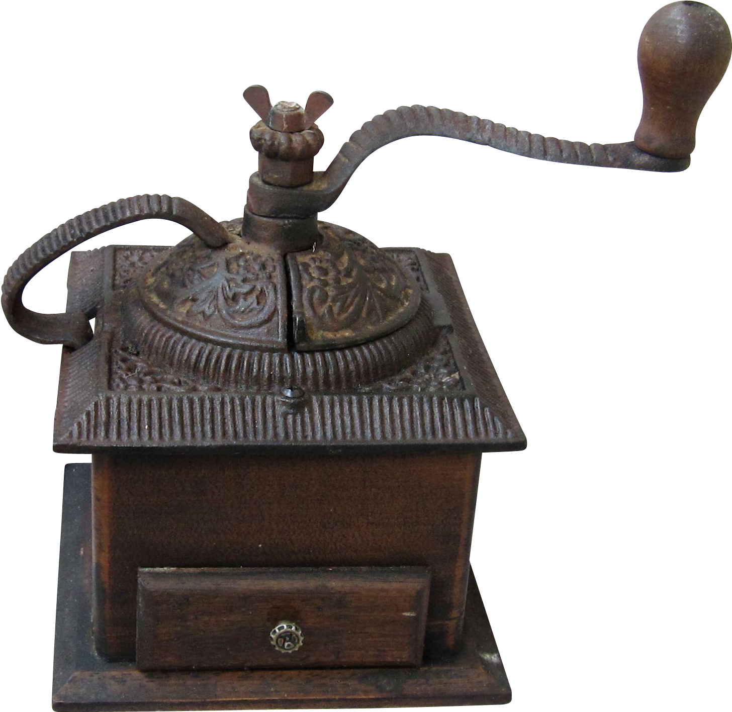 Antique Wooden Coffee Grinder - Bronze Sculpture (1455x1455)