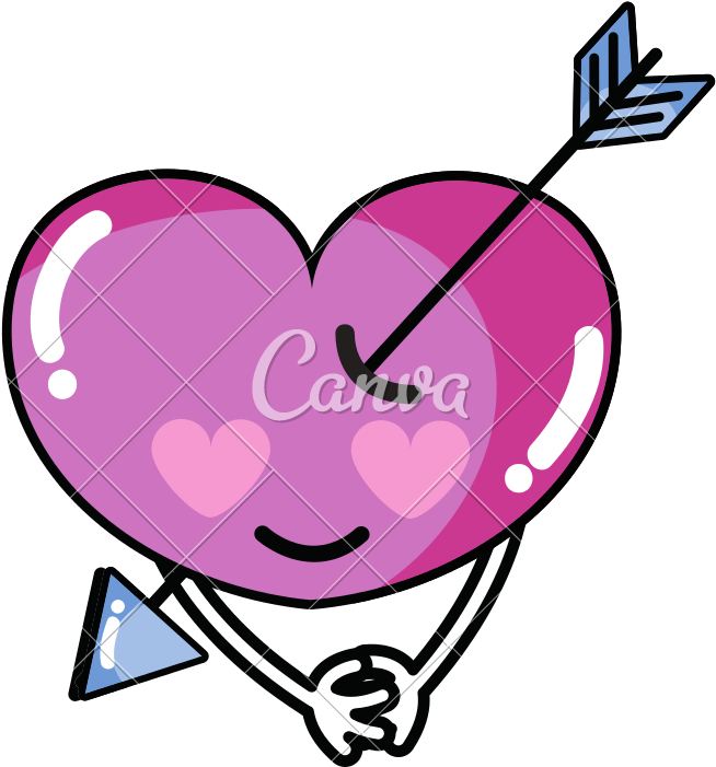 Heart With Arrow In Love Kawaii And Arms - Crying Purple Heart (800x800)