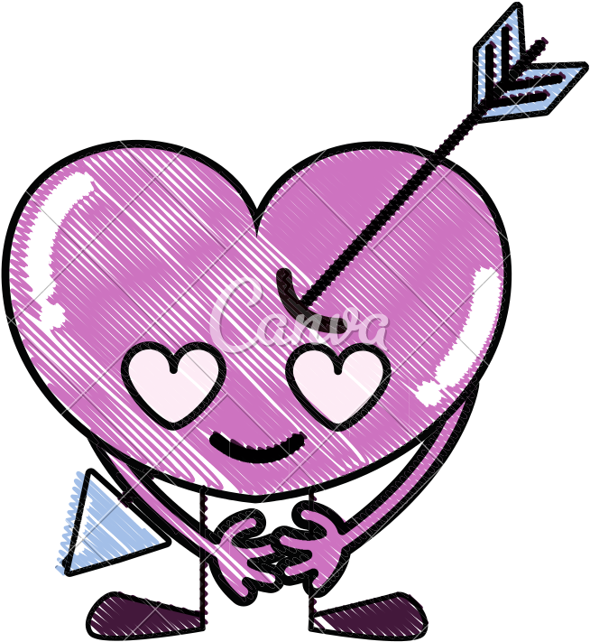 Grated Heart With Arrow In Love Kawaii With Arms And - Crying Purple Heart (800x800)