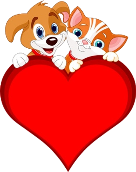 Cat And Dog Clip Art - Cartoon Dogs And Cats (466x587)