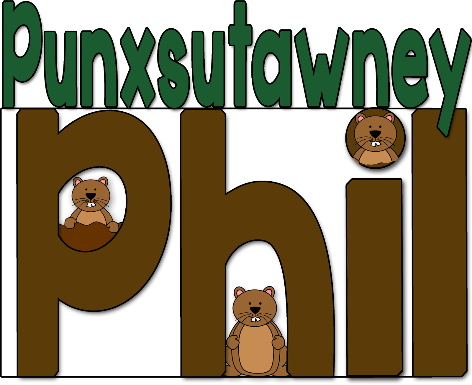 Groundhog Clipart Valentine - Punxsutawney Phil Clipart (1600x1304)