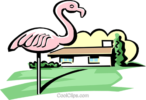 House With Pink Flamingo Royalty Free Vector Clip Art - House With Pink Flamingo Royalty Free Vector Clip Art (480x328)
