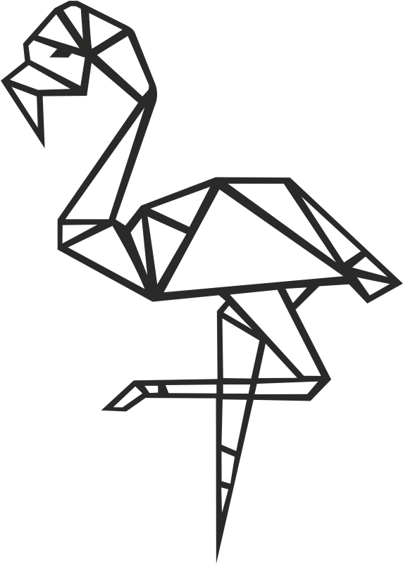 Flamingo Metal Wall Art Decor Portraits - Flamingo Geometric (600x800)