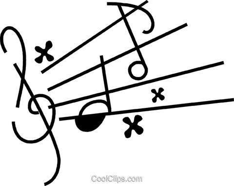 Musical Notation Royalty Free Vector Clip Art Illustration - Line Art (480x381)