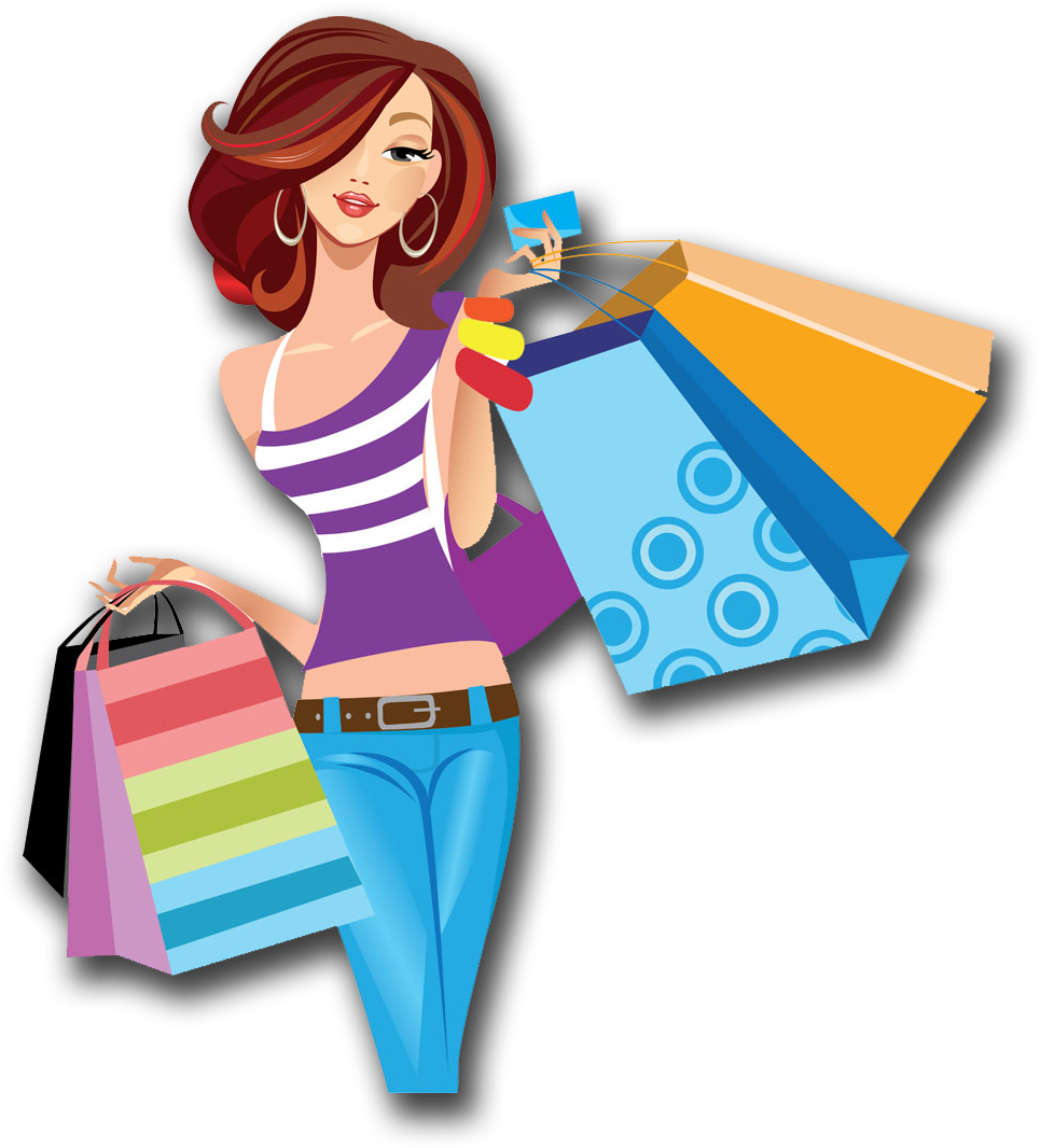 Shopping Cartoon Women Png Image High Quality Clipart - Gambar Kartun Shopping Png (1198x1298)