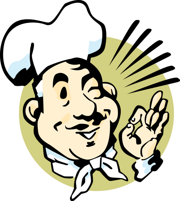 Vector Illustration Of Culinary Chef With White Hat - Cartoon Chef (626x700)