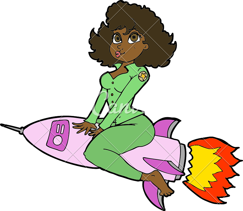 Army Pin Up Girl Riding Missile - Cartoon (800x695)