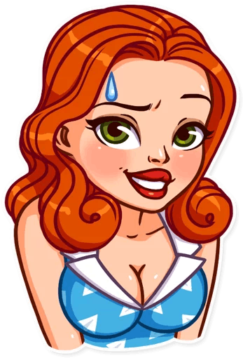 “pin-up Girl” Stickers Set For Telegram - Sticker Red Hair Png (512x512)
