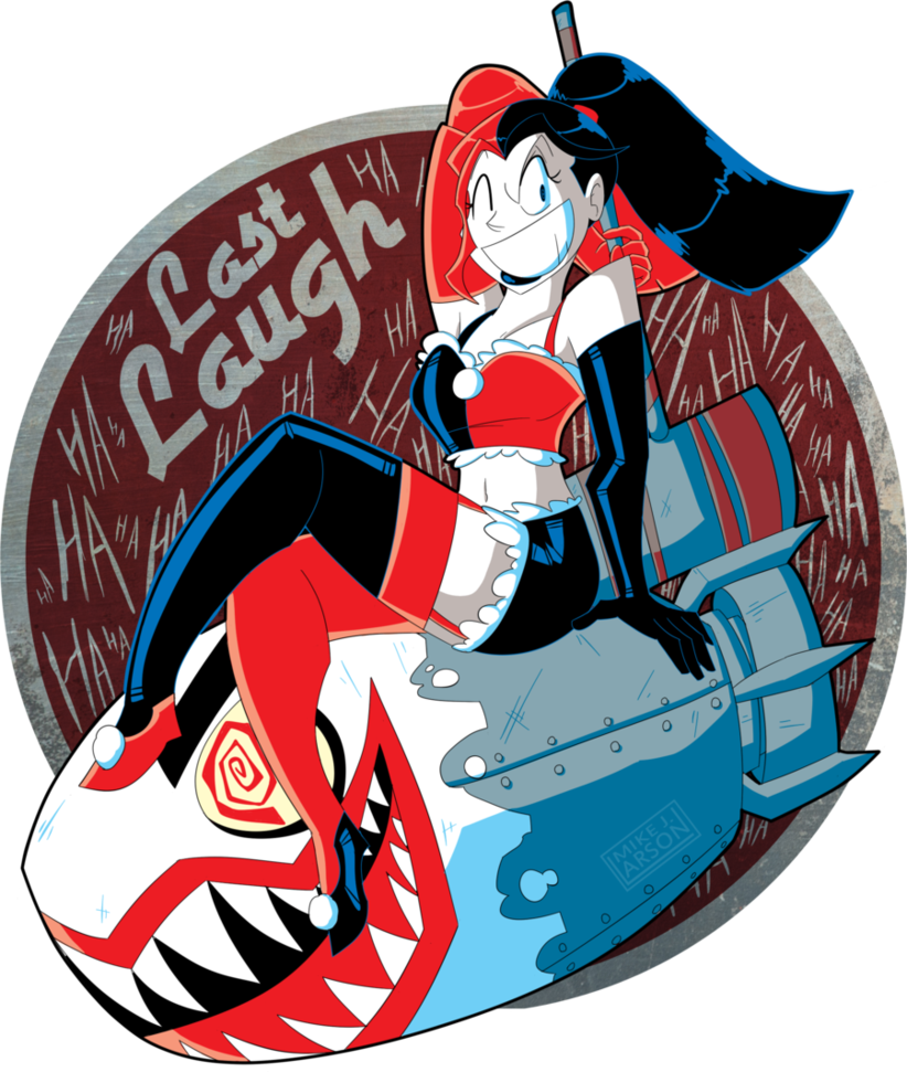 Harely Quinn Pinup By Michaeljlarson Deviantart - Harley Quinn Riding Bomb (822x971)