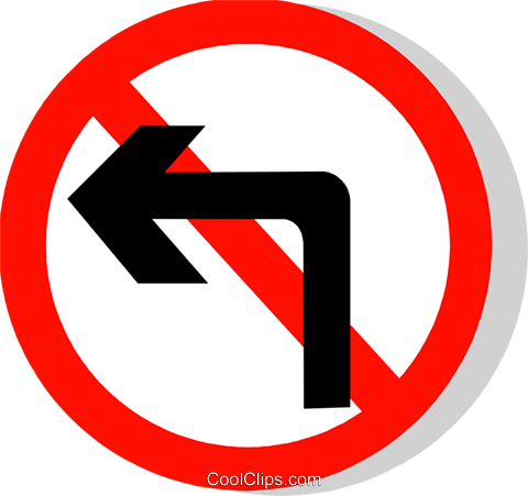 Eu Road Sign, No Left Turn Royalty Free Vector Clip - Nao Vire A Esquerda (480x451)