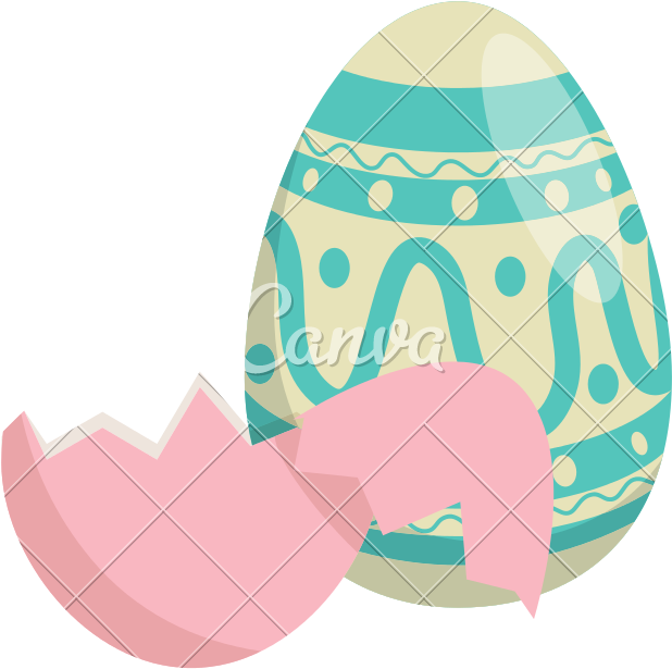 Painted Easter Egg With Broken Shells Celebration Icon - Illustration (800x800)