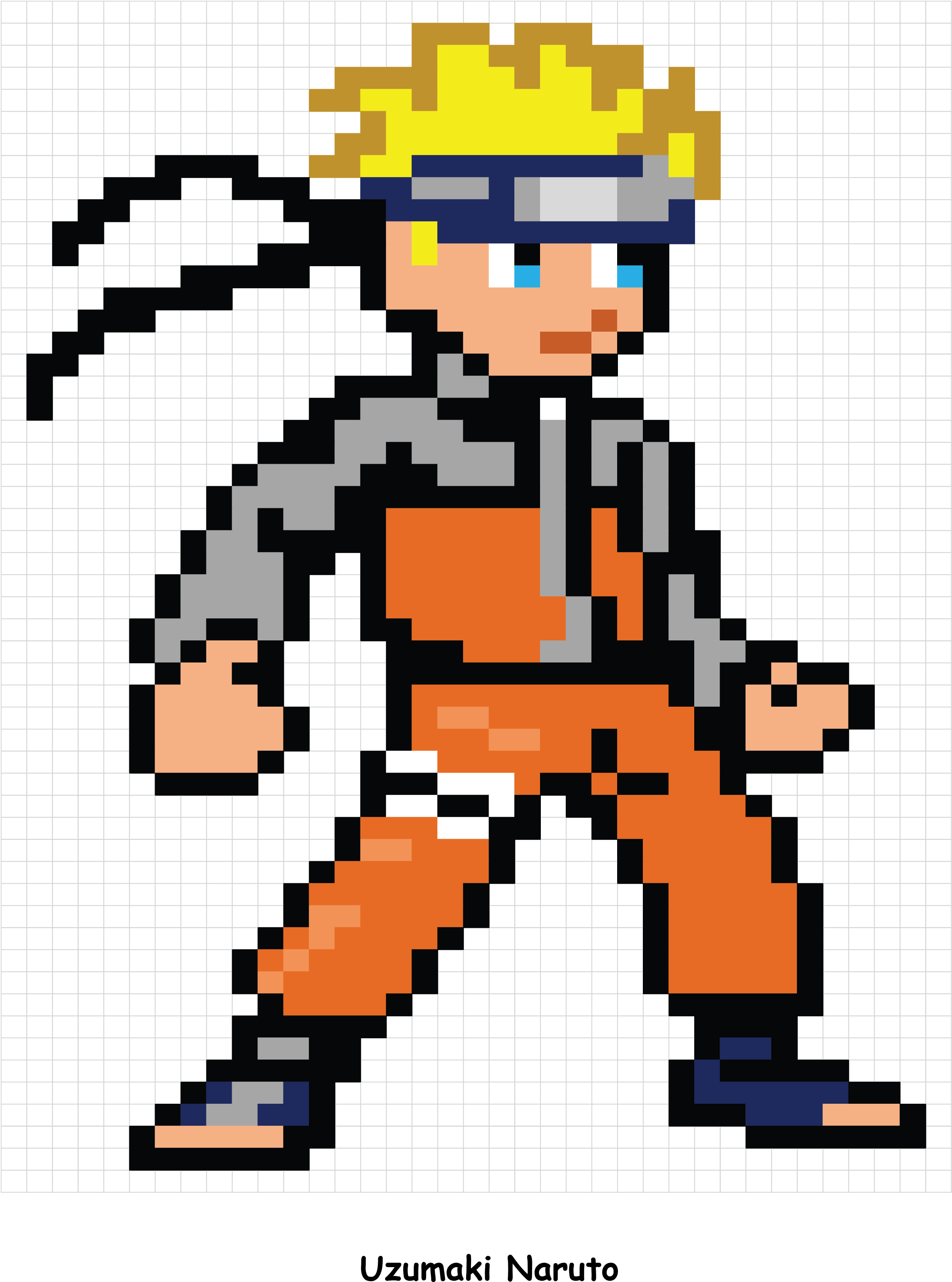 Microsoft Excel Pixelated Anime Characters O Png Anime - Easy Pixel Art Naruto (2480x3508)