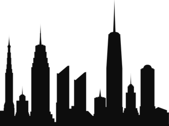 Drawn Cityscape Transparent - Silhouette New York Skyline Clipart (640x480)