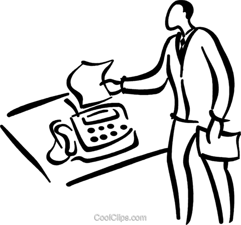 Man At Fax Machine Royalty Free Vector Clip Art Illustration - Man At Fax Machine Royalty Free Vector Clip Art Illustration (480x448)