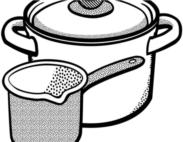 Cooking Pan Clipart Bartan - Cooking Pot Clipart Black And White (640x480)