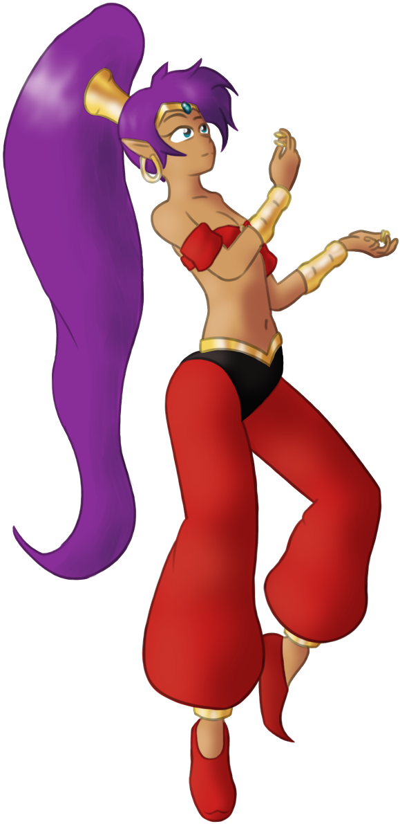 I Felt Like Drawing Shantae Pondering On How Best To - Cartoon (598x1200)