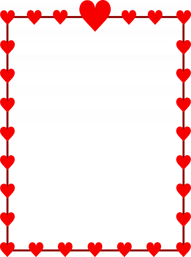 Download Valentines Borders Clip Art - Hearts Valentines Day Border (768x1034)