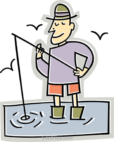 Man Fishing Royalty Free Vector Clip Art Illustration - Man Fishing Royalty Free Vector Clip Art Illustration (386x480)