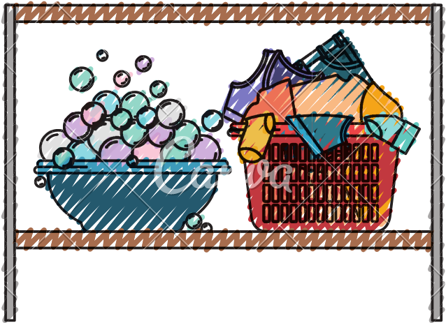 Rack With Bowl With Soap Detergent And Full Laundry - Cake (800x800)