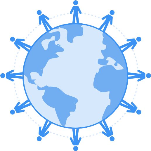 Blue Globe With People Standing Around The Edge - Trinity Catholic School Leamington Spa (600x600)