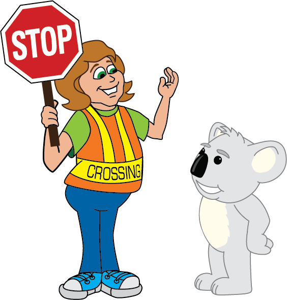 Crossing Guard With Koala - Stop Sign Clip Art (564x590)