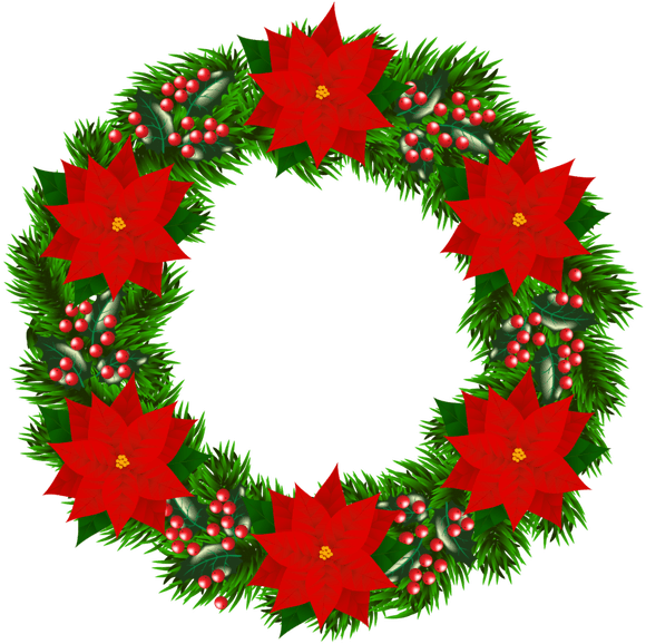 600 X 602 2 - Christmas Poinsettia Wreath Clipart (600x602)