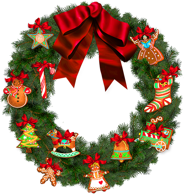 Vintage Flower Wreaths Clip Art - Christmas Wreath Transparent Background (643x681)