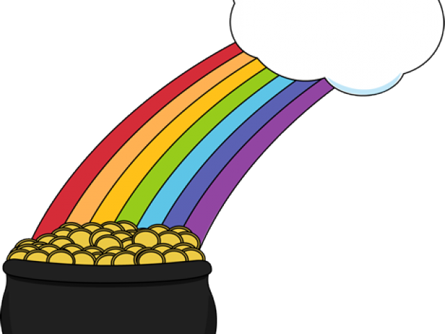 Golden Clipart St Patrick's Day - Rainbow Pot Of Gold Clipart (640x480)