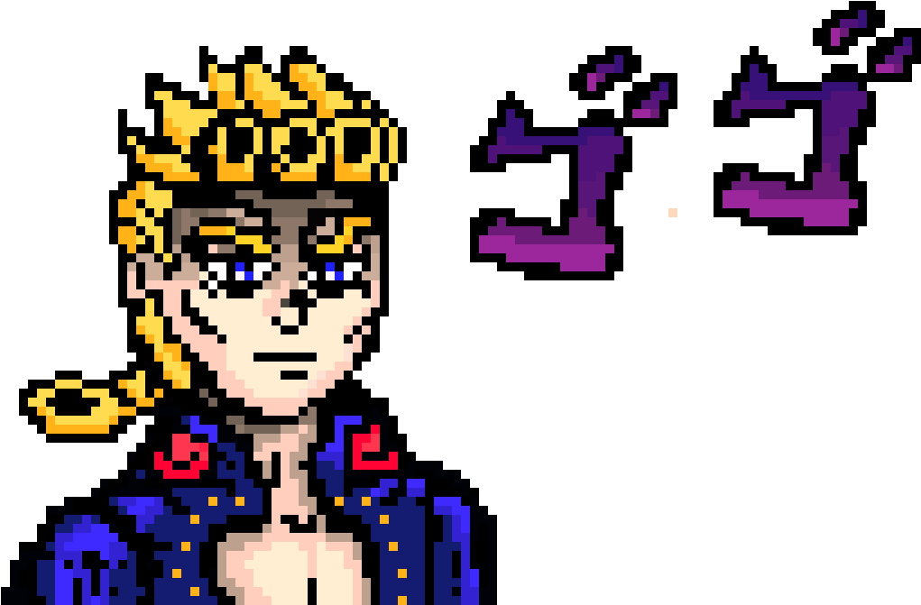 Jjba Menacing Transparent - Giorno Giovanna Pixel Art (1170x690)